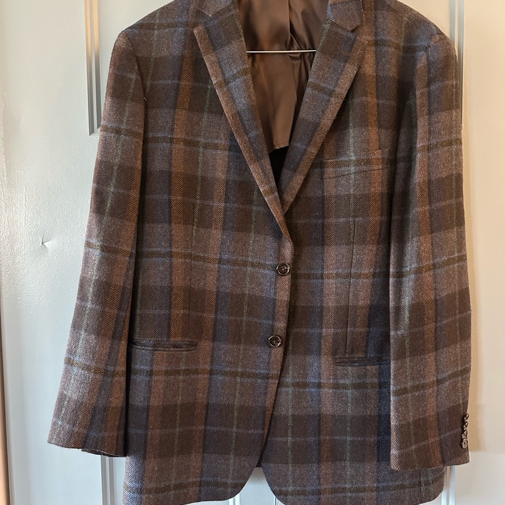 Lauren Ralph Lauren Brown Plaid Sport Coat with Subtle Blue & Green Accents